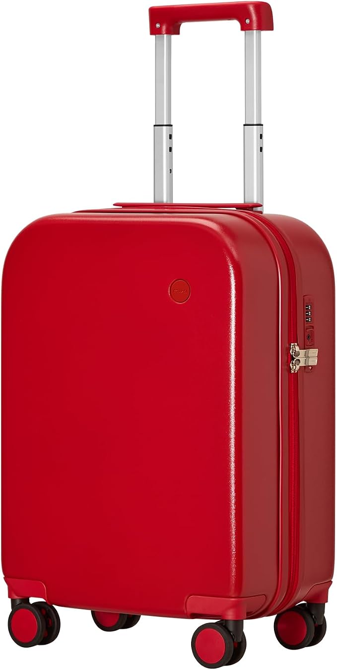 mixi Carry on Luggage, 20'' Suitcase Spinner Wheels Luggage Hardshell Lightweight Rolling Suitcases PC with Cover & TSA Lock for Business Travel, Red by MIXI