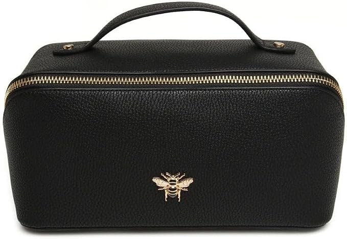 Luxury Beauty Case by Alice Wheeler London Train Case Vanity Toiletry Bag Make-Up Case for Ladies 3 Different Sizes !, Black, M, beauty case by Alice+Wheeler