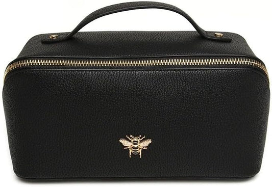Luxury Beauty Case by Alice Wheeler London Train Case Vanity Toiletry Bag Make-Up Case for Ladies 3 Different Sizes !, Black, M, beauty case by Alice+Wheeler