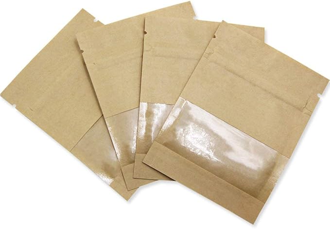 PABCK 1000 Pack 2.7x3.5 inch (Inner Size 2.36x2.36 inch) Clear Window Brown Kraft Paper for Zip Seed Packets Lock Food Storage Bags Zipper Lock Seeds Envelopes Resealable Heat Seal Pouch Coffee Packet - Image 4