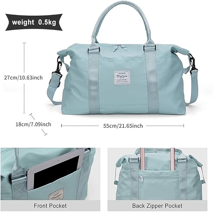 Travel Duffel Bag, Carry On Overnight Weekender Bags for Women | Travel Bag with Wet Pocket & Trolley Sleeve, For Spirit Airlines 18x14x8 Personal Item Bag - Image 4