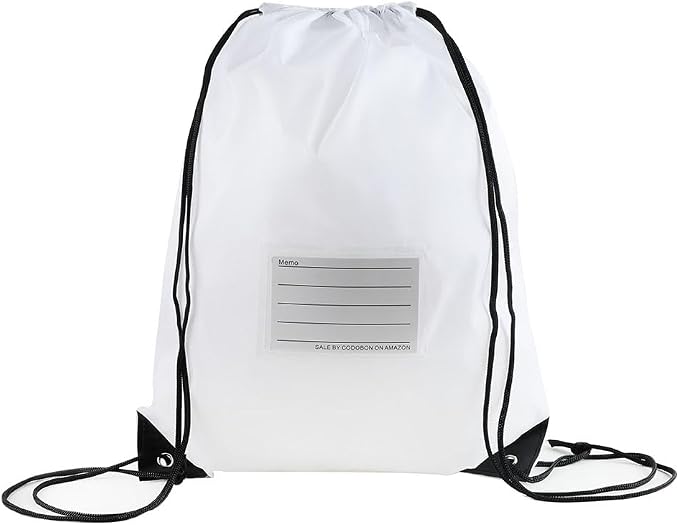 CODOBON 16 Pack Drawstring Bags, Bulk Draw String Backpack, Gym Sports Cinch Bag Sackpack for Women Men, White - Image 6