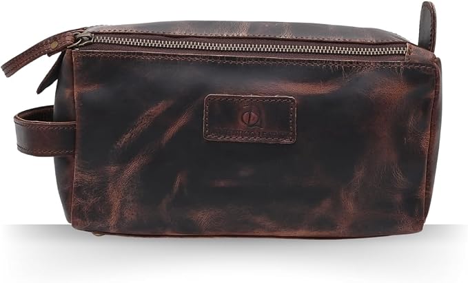 Toiletry Bag For Men Women Dopp Kit Large Cosmetic Travel Bags Toiletries Shaving Organizer Travel Kit Pouch Bag - Antique (Dark Brown) - Image 2