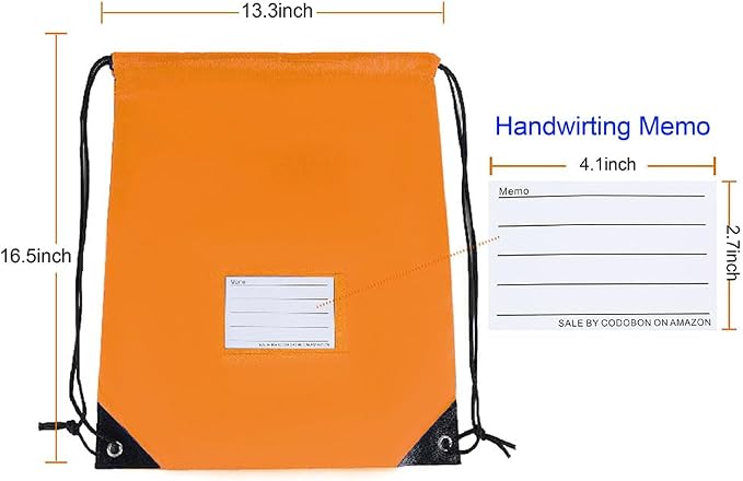 CODOBON 50 Pack Drawstring Bags,Bulk Draw String Backpack, DIY Gym Sports Cinch Bag Sackpack for Women Men, Orange - Image 2