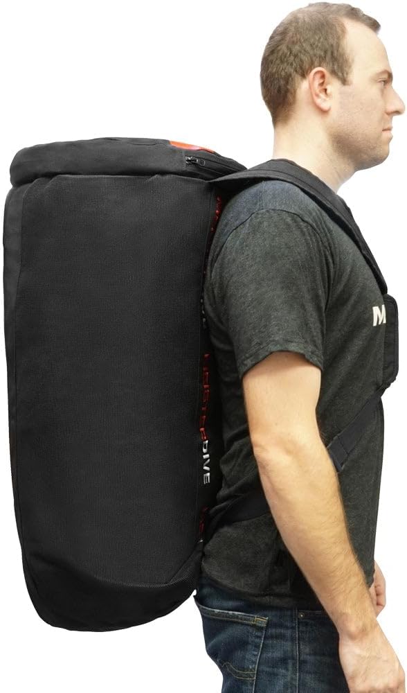 Meister Mesh Duffel Backpack Dive Bag w/Dry Pocket for Scuba & Snorkeling | Breathable oversized chain mesh dive bag, dry pocket for valuables, for wet scuba, snorkel, swim & water sports gear - Image 3