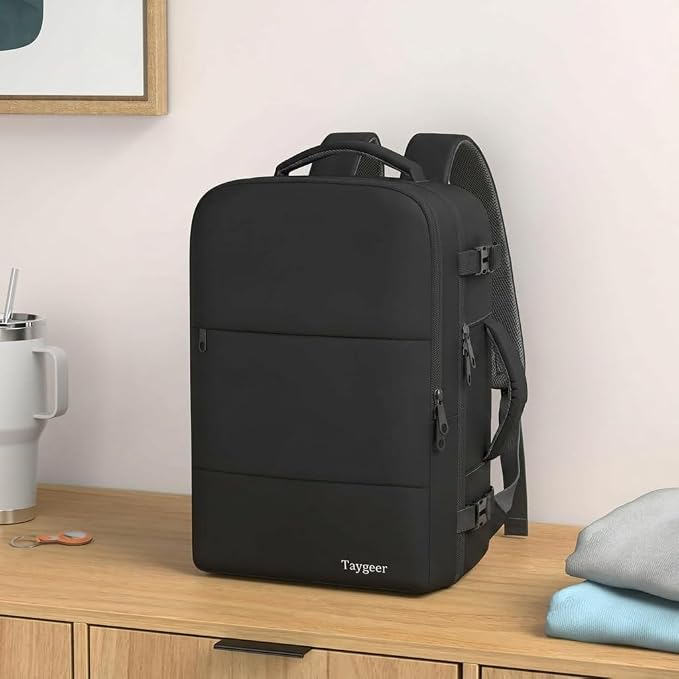 Taygeer Travel Laptop Backpack for Men, Airplane Approved Travel Backpack | 15.6inch Laptop Backpacks with Water Bottle Pocket, Lightweight College 35l Luggage Bookbag Gifts for Business Work, Black - Image 2