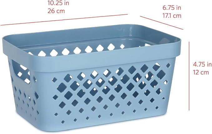 Glad Plastic Baskets for Organizing, Set of 6 | Pantry Storage for Under Counter, Linen Closet, and Bathroom | Nesting Shelf Bins with Handles, 1 Gallon, Marina Blue - Image 5