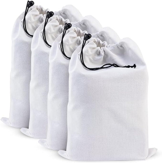 LFH Cotton Rich Shoe Storage Bags with Drawstring, Dustproof Breathable Reusable Organizer, Perfect For Travel, Dorm, Hotel, College, Gym, Easy to Carry, Machine Washable 12"x17" (Pack of 4) - White by LFHHomePrivateLimited