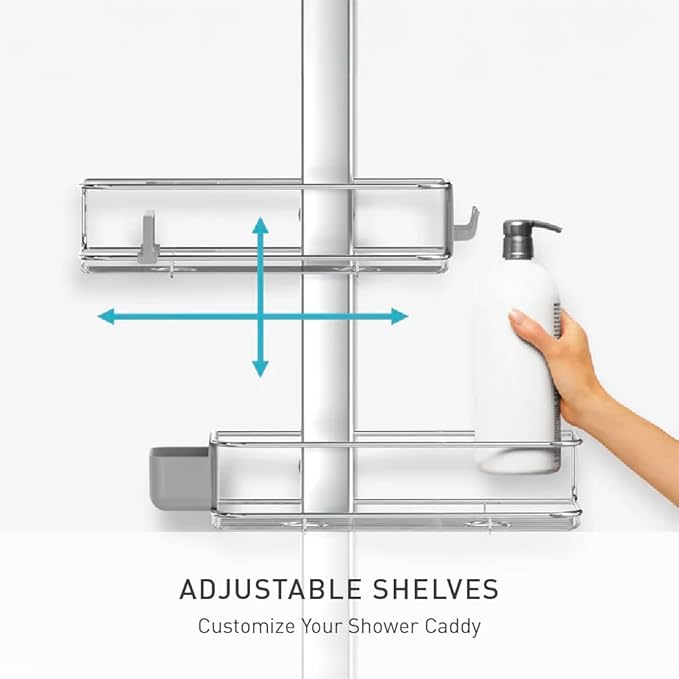 simplehuman Adjustable Shower Caddy, Stainless Steel and Anodized Aluminum - Image 4