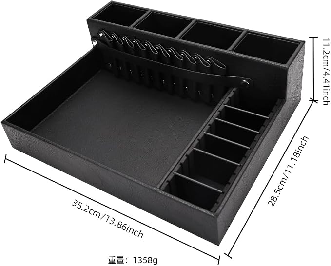 Barber Storage Box,Hairdressing Tool Holder, Multifunctional Detachable Large Storage Box, Shear Holder PU Leather Salon Scissors Holder, Hair Cutting Tools Storage Case for Barber Accessories(Large) - Image 4