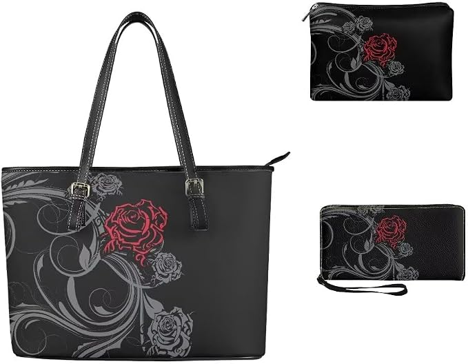 Women Purse Handbags Wallet Sets Leather Shoulder Tote Bag for Women,Top Handle Purse with Wrist Wallet Bag - Image 3