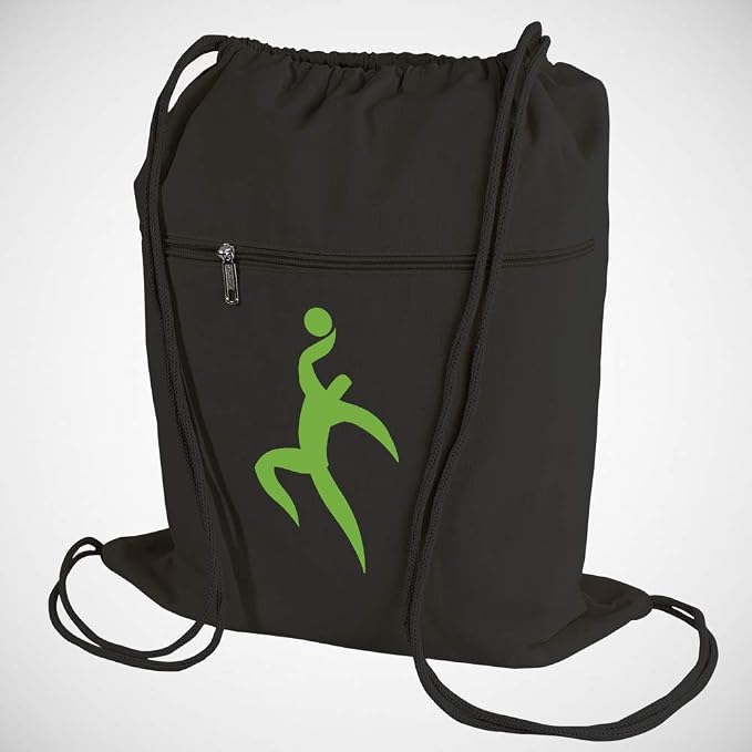 TBF Cotton Canvas Drawstring Backpack with Zippered Front Pocket Cinch Sack Pull String Sport Bags for Gym, Hike, Men Women Kids Bags (Black, Set of 12) - Image 6