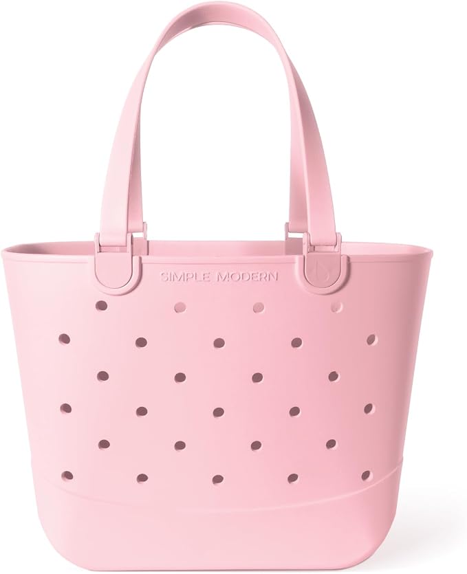 Simple Modern Extra-Large Beach Bag | Waterproof Getaway Rubber Tote with Zipper Pocket for Travel, Pool, Boat, Groceries, Sports | Blush by Unknown