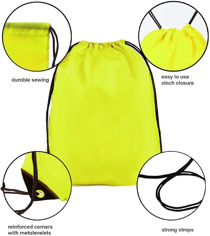 Drawstring Backpack Bulk 50 Packs Draw String Backpack Bags DIY Gym Sports Traveling Trip ride Pedestrianism Yoga Cinch Bag Sackpack Drawstring (yellow) - Image 3