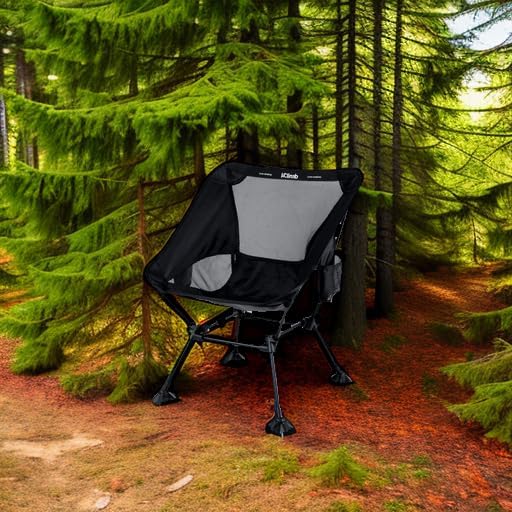 iClimb Ultralight Compact Camping Folding Beach Chair with Anti-Sinking Large Feet and Back Support Webbing (Black - Square Frame) - Image 6