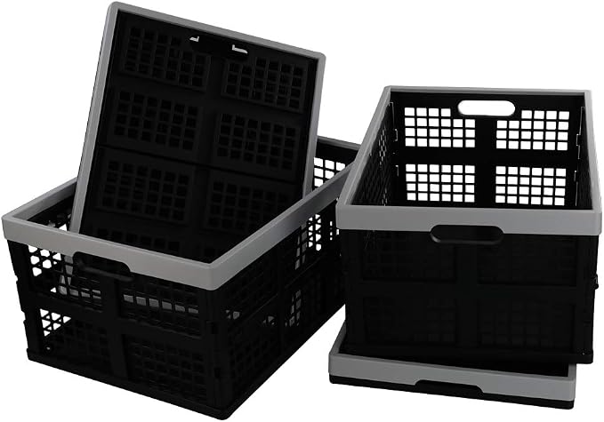 34-Liter Collapsible Storage Crates/Stackable Storage Container Basket, Set of 4 by Doryh