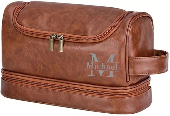 Personalized Toiletry Organizer with Bottom Compartment, Custom Name Large Travel Makeup Bag for Men & Women by Unknown