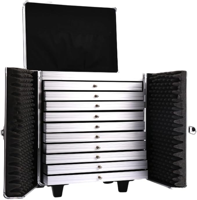 Rolling Jewelry Trolley Case with Drawers Sturdy Cases for Travel and Vendor Showes Jewels Sets Display Organizer (Black 2) by SCIKHEFT