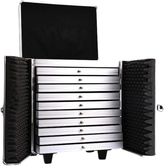 Rolling Jewelry Trolley Case with Drawers Sturdy Cases for Travel and Vendor Showes Jewels Sets Display Organizer (Black 2) by SCIKHEFT