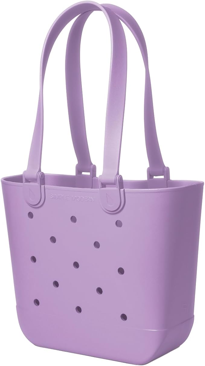 Simple Modern Medium Beach Bag | Waterproof Getaway Rubber Tote with Zipper Pocket for Travel, Pool, Boat, Groceries, Sports | Purple Breeze - Image 4