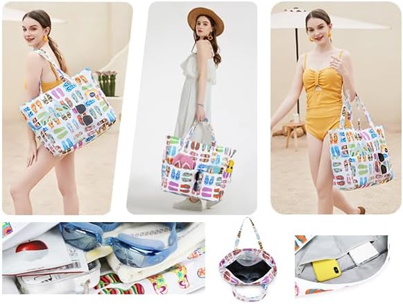Bluboon Waterproof Beach Tote Pool Bags for Women Ladies Extra Large Carry On Bag With Wet Compartment for Weekender Travel - Image 7