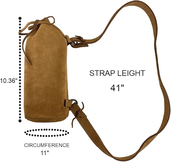 Hide & Drink Durable Leather Wine Carrier Handmade (Toffee Suede) - Image 7
