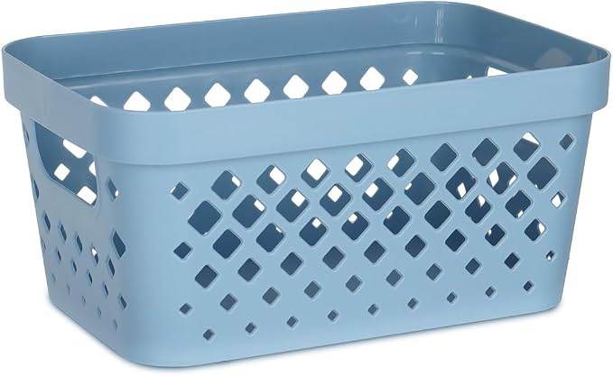 Glad Plastic Baskets for Organizing, Set of 6 | Pantry Storage for Under Counter, Linen Closet, and Bathroom | Nesting Shelf Bins with Handles, 1 Gallon, Marina Blue - Image 2