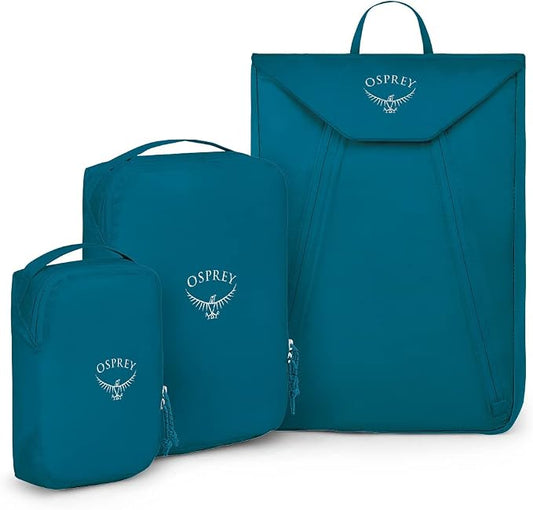 Osprey Ultralight Travel Starter Set, Includes Small & Medium Packing Cube and Garment Folder, Waterfront Blue by Unknown