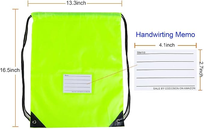 50 Pack Drawstring Bags,Bulk Draw String Backpack, Gym Sports Cinch Bag Sackpack for Women Men, Fluorescent Green - Image 2