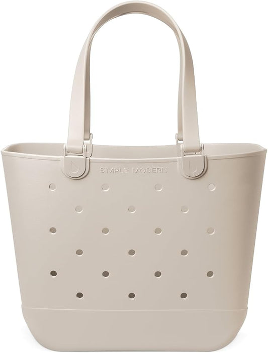 Simple Modern Extra-Large Beach Bag | Waterproof Getaway Rubber Tote with Zipper Pocket for Travel, Pool, Boat, Groceries, Sports | Almond Birch by Unknown