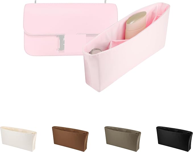 Satin Purse Organizer Insert for New Constance 24, Pink | Tailored Fit, Multiple Pockets, Lightweight Satin, Purse Essentials, Ideal for Travel, Shopping, and Daily Use by KINGSINBAG