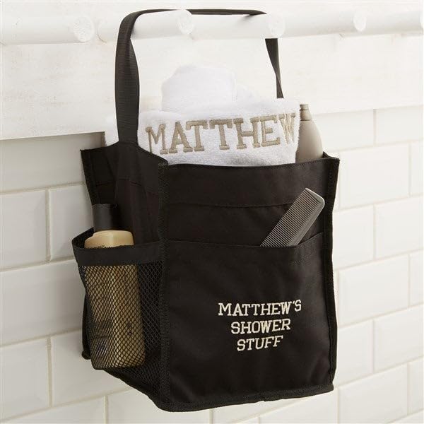 Personalization Universe Write Your Own Personalized Embroidered Shower Caddy with Handle and Pockets - College Dorm Room Essentials and Gifts for Men and Women - Multiple Thread Colors and Fonts - Image 5
