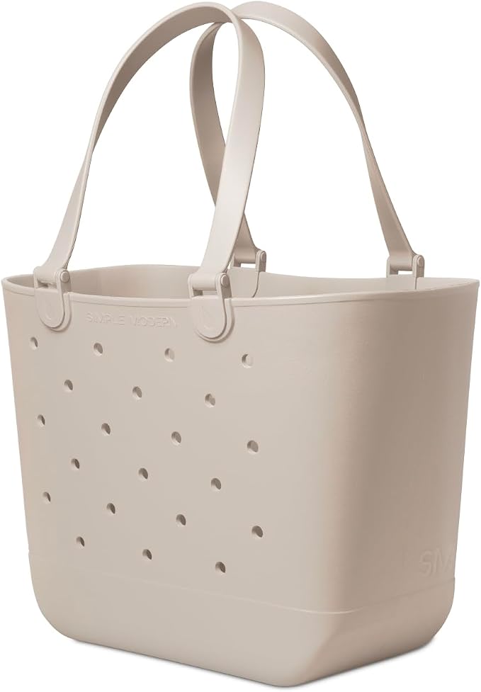 Simple Modern Extra-Large Beach Bag | Waterproof Getaway Rubber Tote with Zipper Pocket for Travel, Pool, Boat, Groceries, Sports | Almond Birch - Image 4