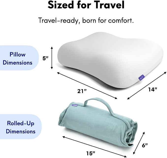 Cushion Lab Travel Deep Sleep Pillow – Compact Memory Foam Neck Pillow for Sleeping, Portable Pillow for Hotels, Camping, Side & Back Sleepers, On-the-Go – Wellness Green - Image 6