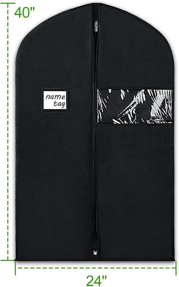 KEEGH 40" Suit Bags Garment Bags for Storage (Set of 6) Garment Bags for Hanging Clothes, Suit Cover Bags Garment Covers for Dress Shirts Coats Clean with Zipper and Transparent Window, Black - Image 2