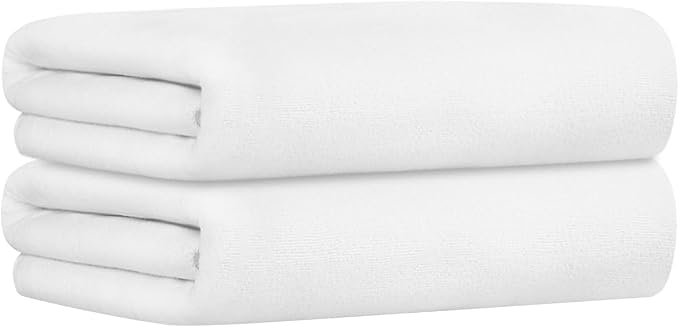 JML Microfiber Bath Towels Set of 2, 30" x 60", Large Bathroom Towel Oversized, Soft, Super Absorbent Fast Drying for Shower Sauna Swimming Hair Wrap, Beach, Sport, Fitness, Yoga (White) - Image 2