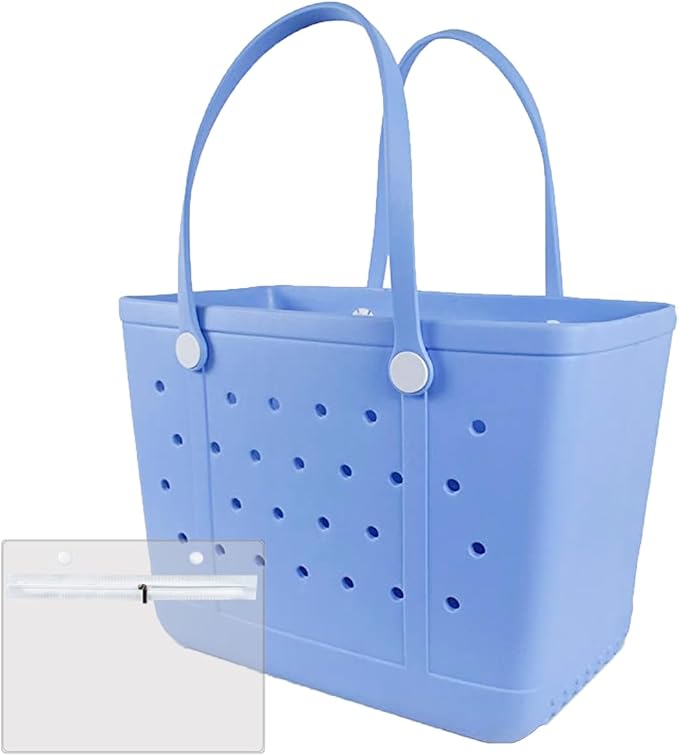 Extra Large Rubber Beach Bag Tote Bag for Women Waterproof Bag | Waterproof EVA Beach Tote with Zipper Pocket & Non-Slip Bottom | Sturdy Tote for Beach Pool Boat Groceries & Travel by UeKeKicg