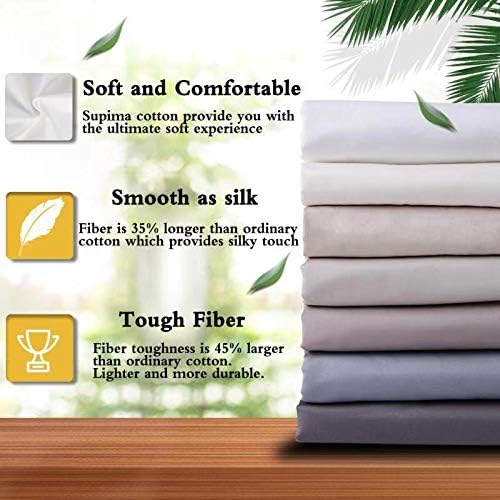 100% Supima Cotton Sheets 600 Thread Count,Bed Sheet Set King Size Sheets 4 Pieces,Soft & Silky Sateen Weave, Fits Mattress Up to 18",Deep Pocket, Breathable & Fade Resistant(Ivory,King) - Image 2