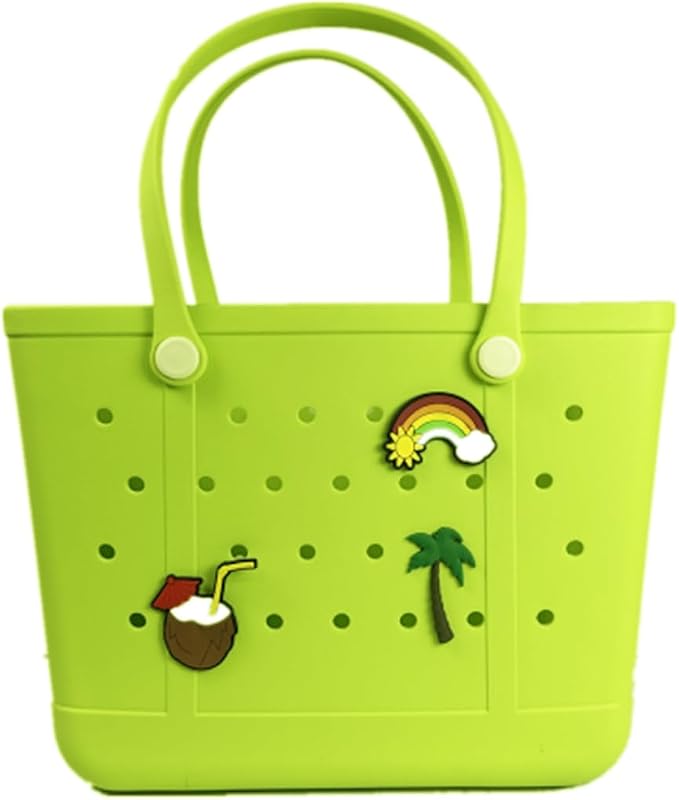 Beach Bag X Large Rubber Tote Bag, Waterproof Washable Open for Women Croc Bag Hand Bag for Beach Pool Yoga - Image 2
