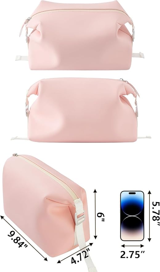 6"x 9.84" 4.5L Large Silicone Toiletry Bag,Waterproof Leakproof Foldable Travel Organizer,Dopp Kit Alternative for Men & Women,Pink - Image 4