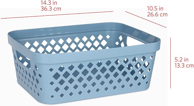 Glad Plastic Storage Basket Set, Value Pack of 6 | Open Storage Bins for Shelves, Bathroom, Pantry, Closet | Nesting Organizer Boxes with Handles, 2 Gallon, Marina Blue - Image 5