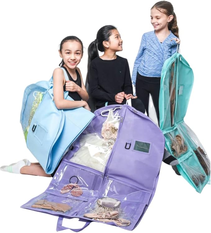 Waterproof Hanging Garment Bag 40 inch Clothes Bag with Gusset, 5 Pockets & Side Zip for Dance Costumes, Sports, Skating, Theatre, Beauty Pageants & More by Kendall Country, Sky Blue - Image 4