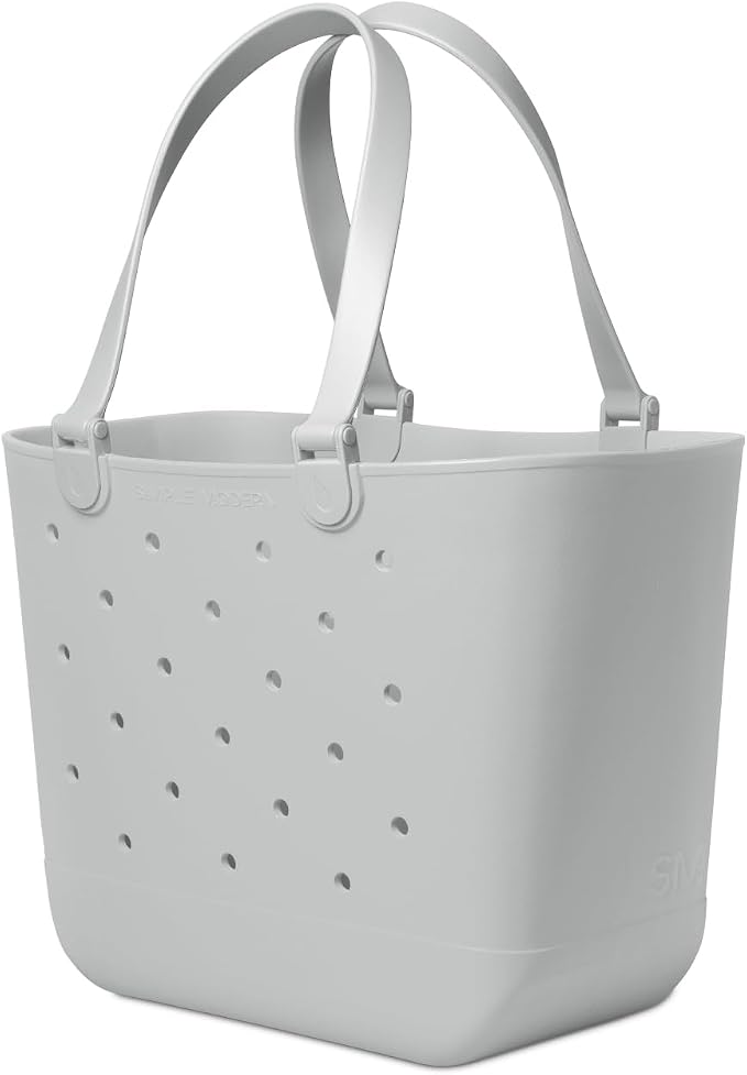 Simple Modern Extra-Large Beach Bag | Waterproof Getaway Rubber Tote with Zipper Pocket for Travel, Pool, Boat, Groceries, Sports | Ice Gray - Image 4