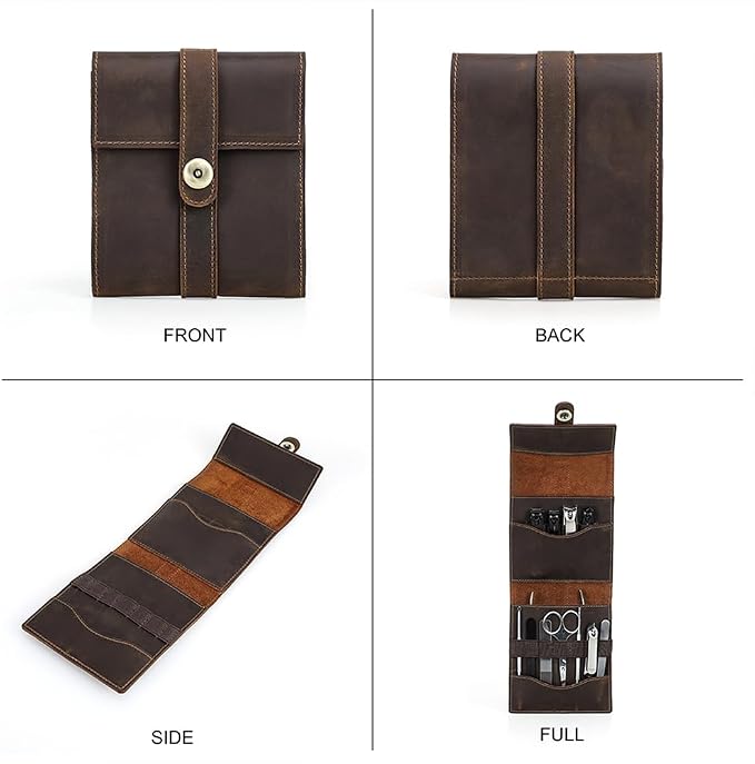 CONTACTS Full Grain Leather Empty Manicure Kit Case for Men Travel Nail Clipper Pouch Small Personal Care Tools Pouch By Handmade (Case Only) - Image 8