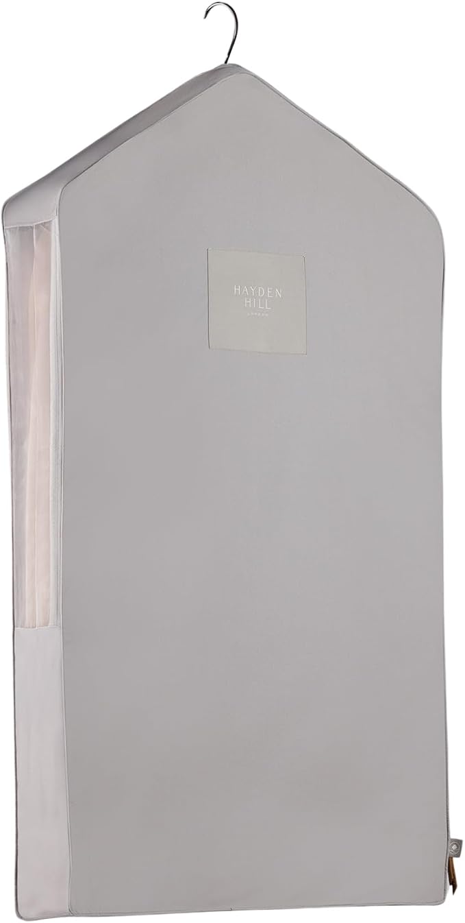 Hayden Hill Luxury Organic Cotton Garment Bag for Hanging Clothes Short 40" | Breathable Dress Bag, Moth Proof Hanging Storage Bag, For Closet, Coats, Suits, Zippered, Certified Carbon Neutral, Gray by HaydenHill