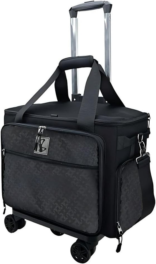 Rolling Makeup Train Case Rolling Cosmetic BagRolling Medicine Bag with 4 Removable Bags, with Brushes Storage Section. with Detachable Dividers (Patent Design)(Black) by BatlFrist