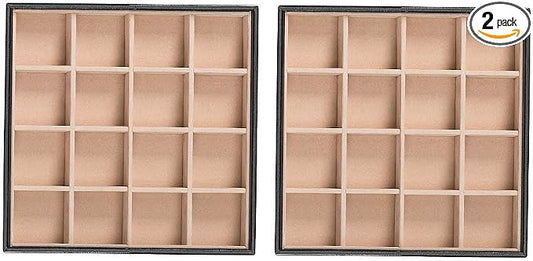 Glenor Co Earring Organizer Tray - Set of 2 - Stackable 32 Slots Jewelry Storage Trays - Display on Dresser or Drawer - Compatible with Other Trays - Black by GlenorCo