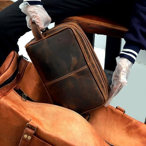 VC VINTAGE COUTURE Leather Toiletry Bag for Men Extra Large Leather Men's Toiletry Bag for Traveling Real Leather Dopp Kit for Men Leather Shaving Bag for Travel - Image 3