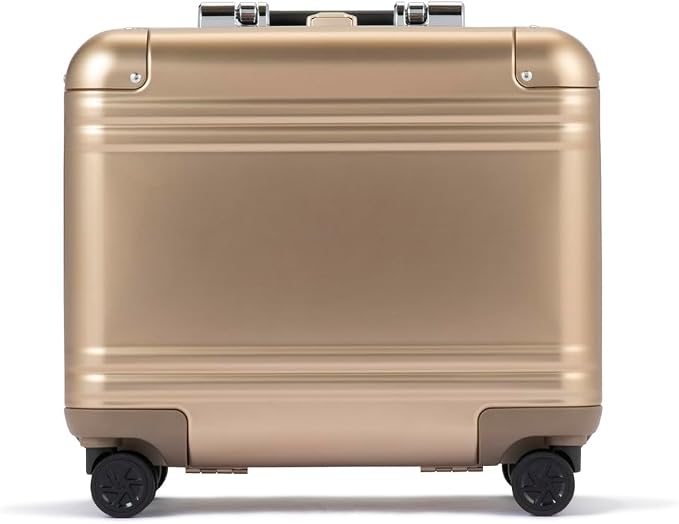 ZERO Halliburton Classic Aluminum 3.0 Compact Carry-On, Zipperless, 4 Spinner Wheels, Interior Organization, Telescoping Pull Handle, Carry-Handle, Latch Lock- TSA Accepted, 16-in, 28L Sunset Gold by ZEROHalliburton