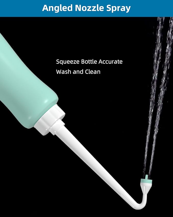 Hibbent Portable Bidet Sprayer and Travel Bidet with Hand Held Bottle for Personal Cleansing, Extended Nozzle Spray for Childbirth, Personal Hygiene, Outdoor, Camping with Travel Bag- 22oz/ Green